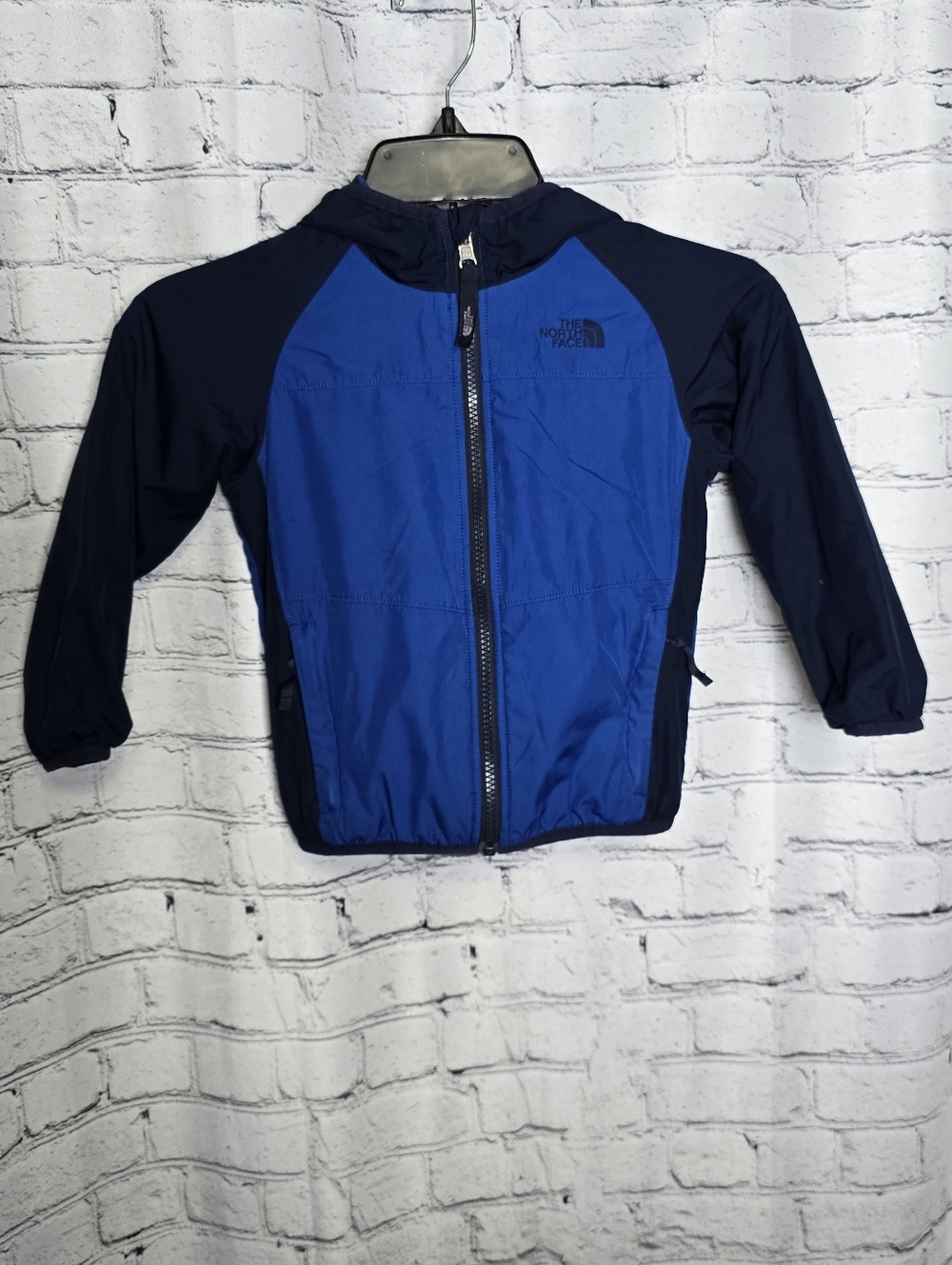The North Face Kids Blue and Navy Hooded Reversible Jacket Size 4T